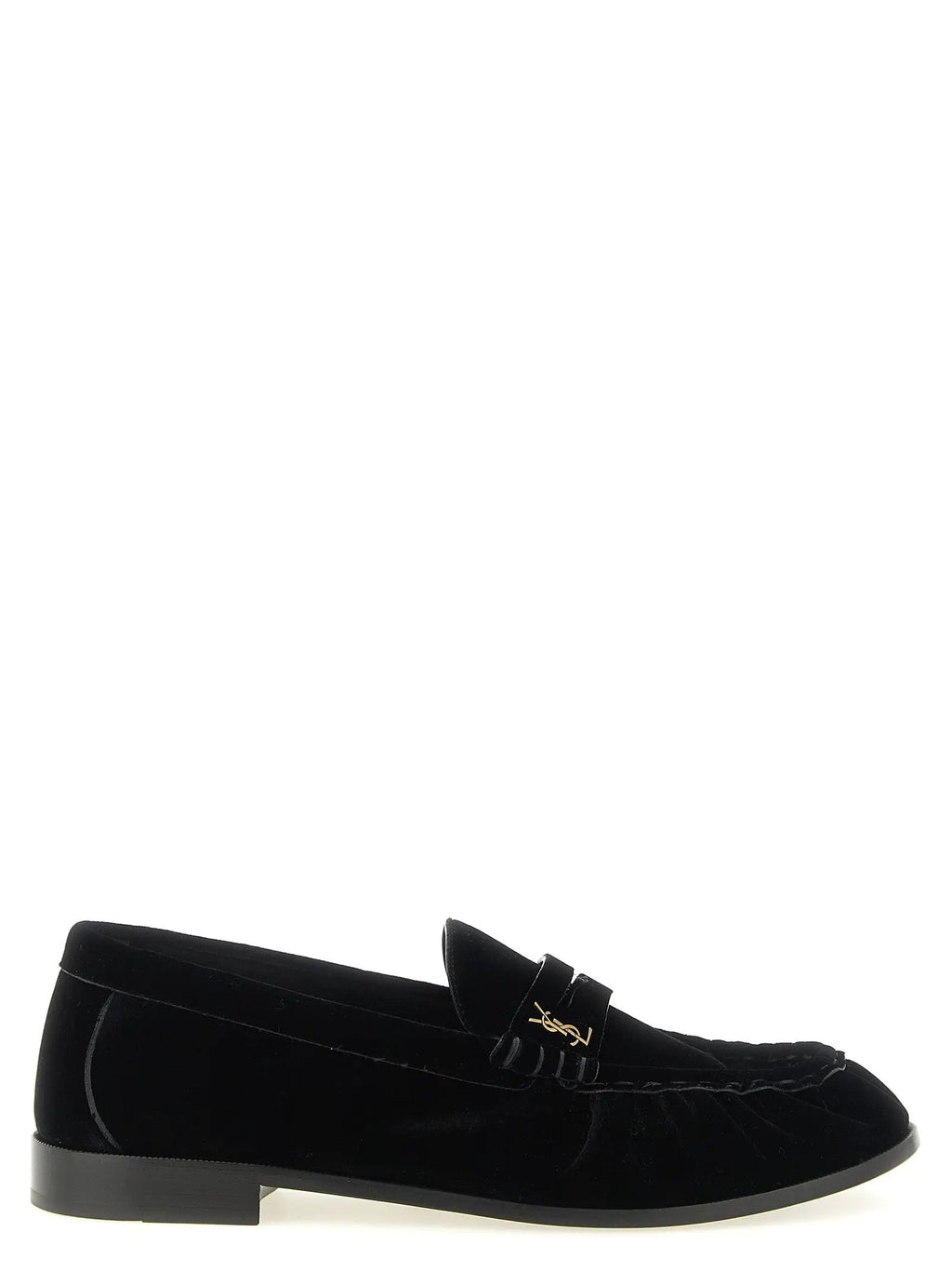 Saint Laurent Black Viscose Slip-On Loafers