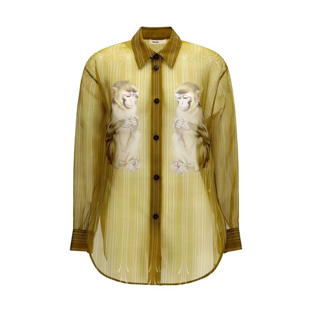 Khaite Beige Silk Pattern Shirt