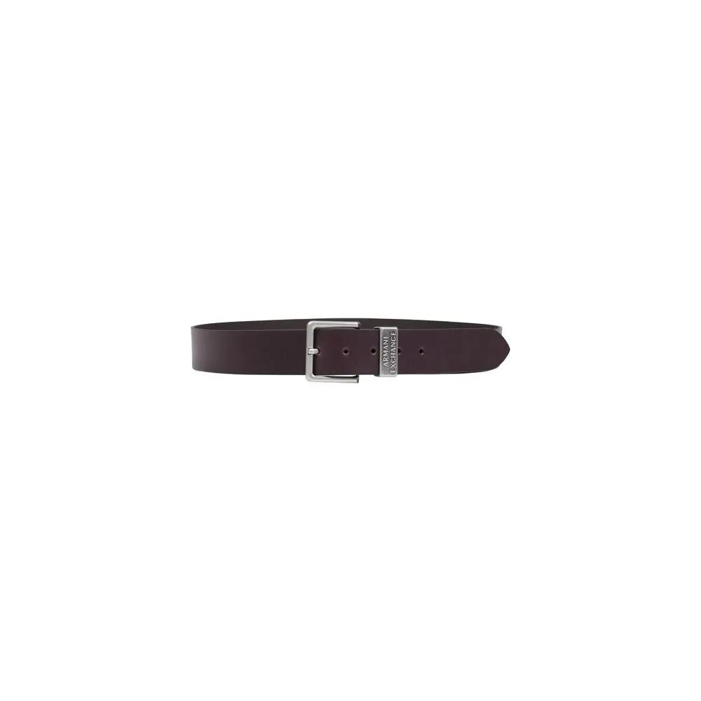 Ceinture Armani Exchange en cuir marron coupe classique