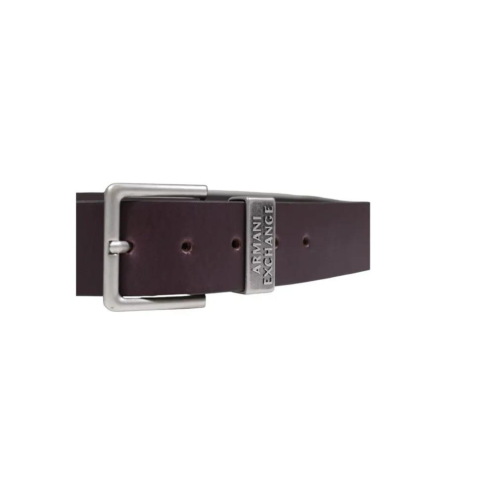 Ceinture Armani Exchange en cuir marron coupe classique