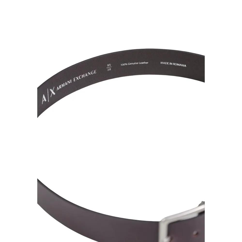 Ceinture Armani Exchange en cuir marron coupe classique