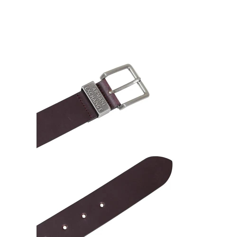 Ceinture Armani Exchange en cuir marron coupe classique