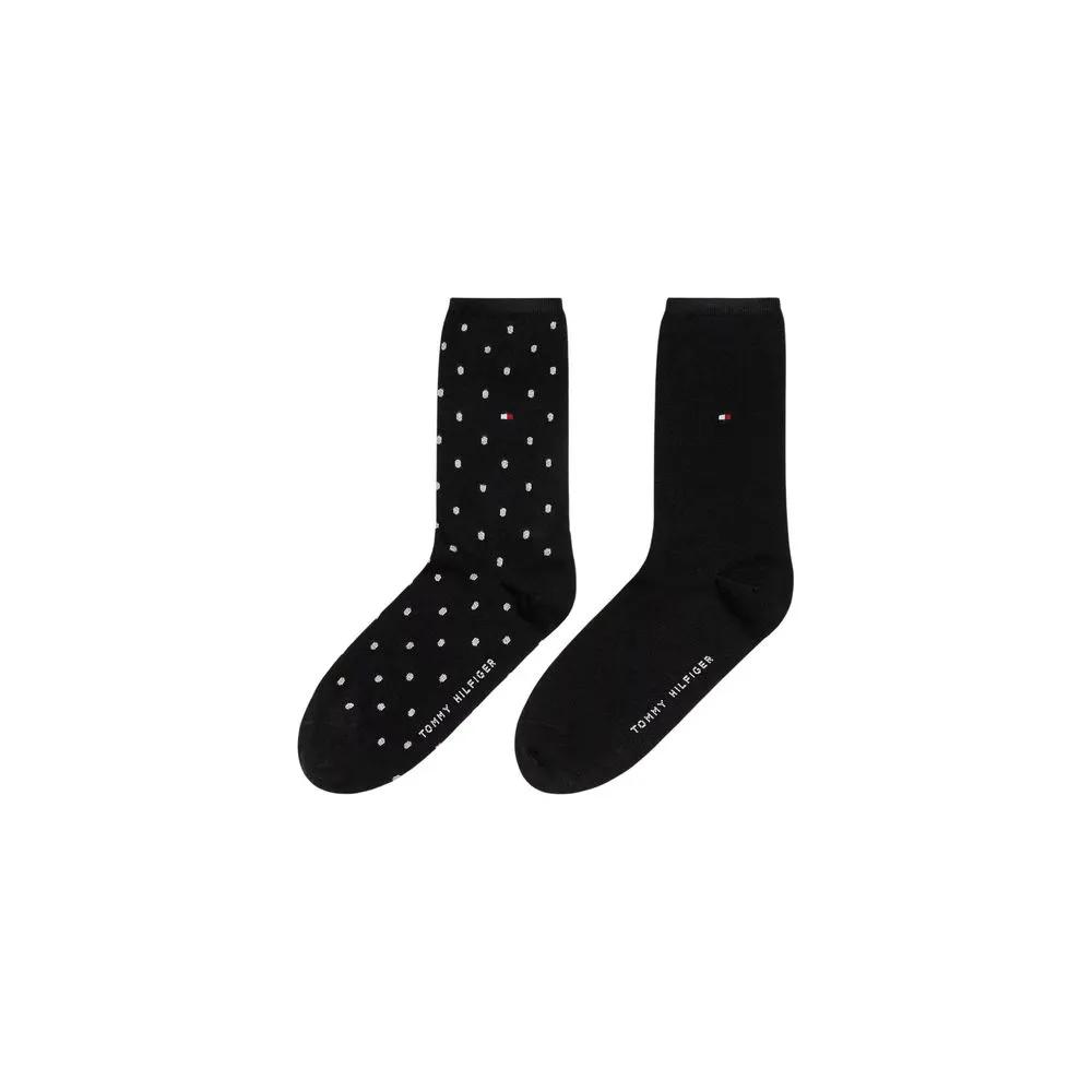 Chaussettes en coton noires et blanches Tommy Hilfiger