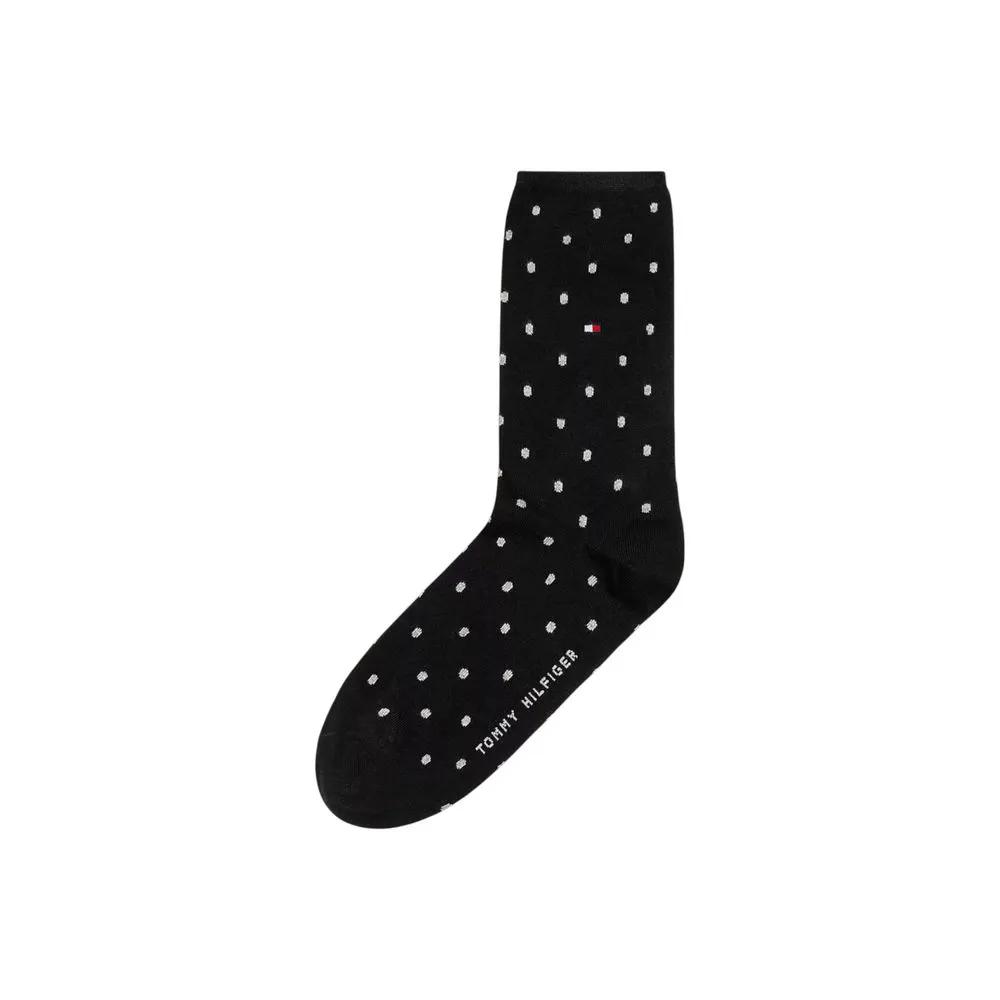 Chaussettes en coton noires et blanches Tommy Hilfiger