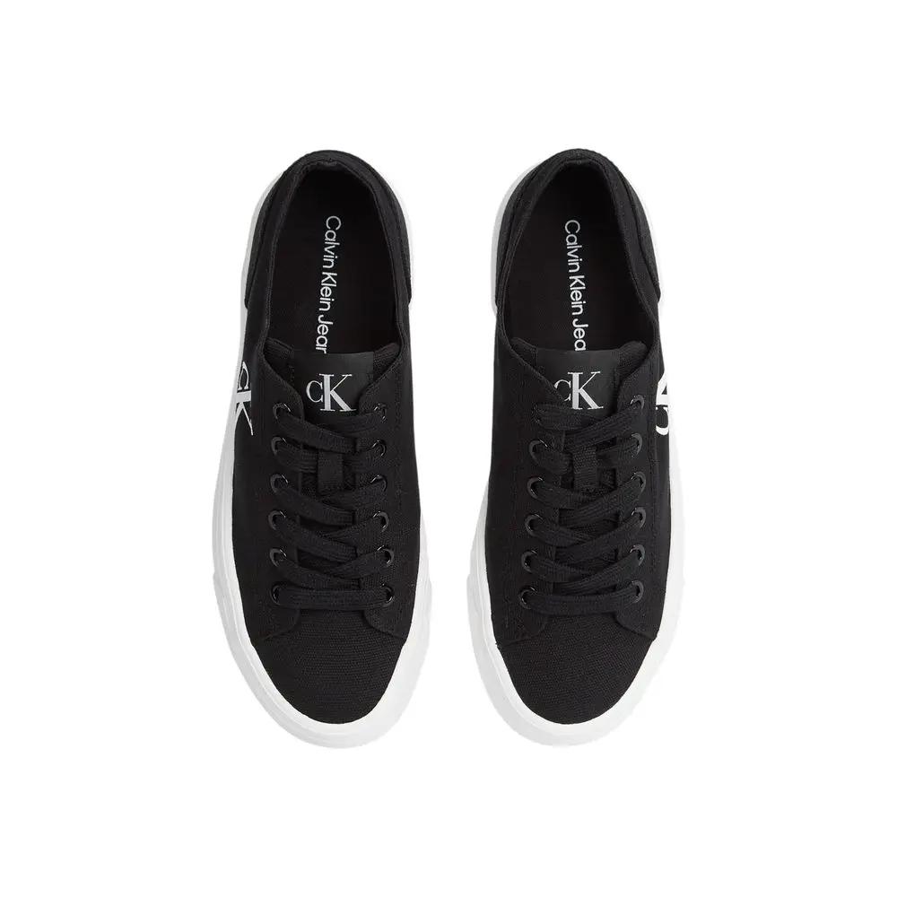Calvin Klein Jeans Black And White Recycled Cotton Platform Sneakers