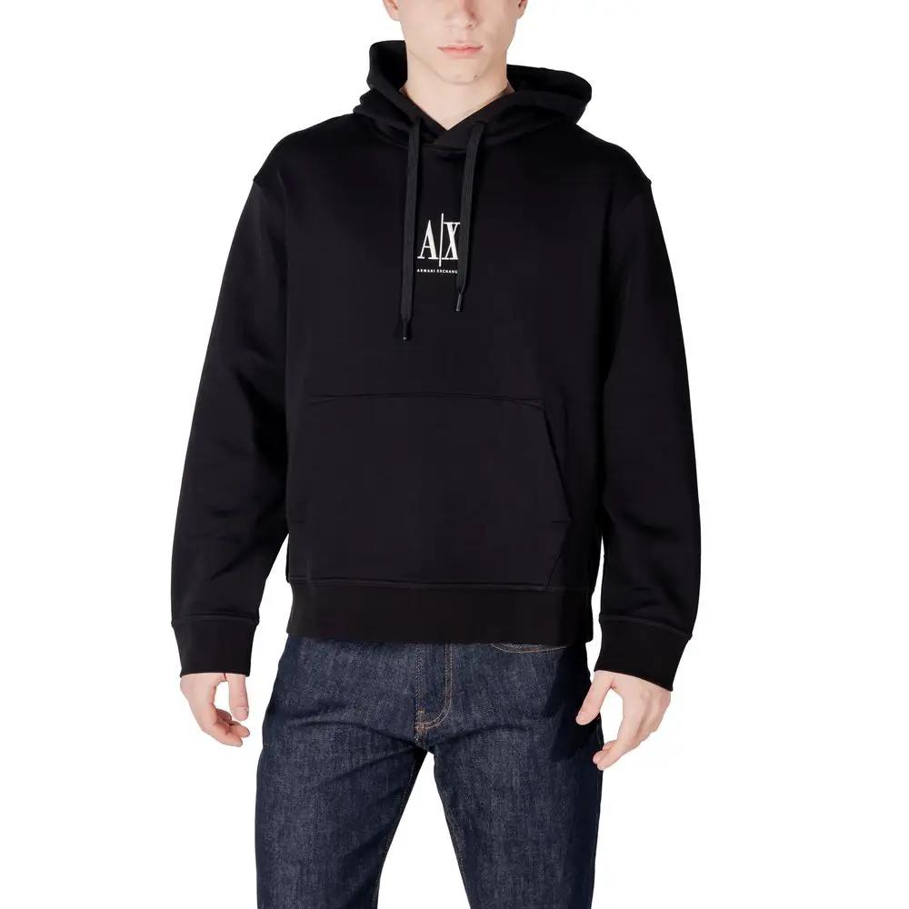 Armani Exchange Sweat à capuche noir en coton