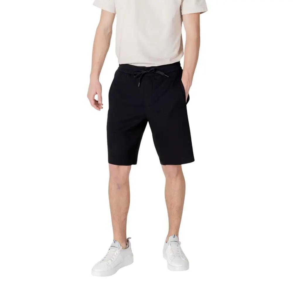 Short Armani Exchange en coton noir de coupe bermuda