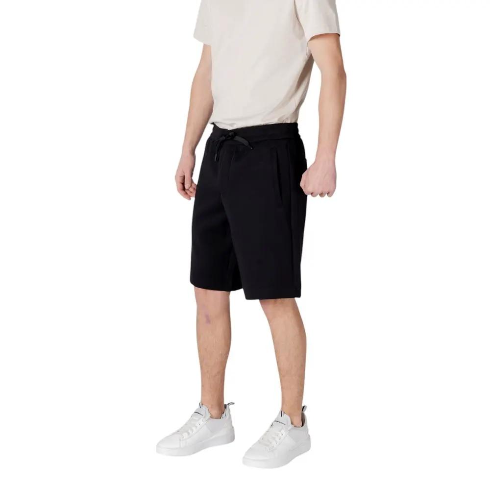 Short Armani Exchange en coton noir de coupe bermuda