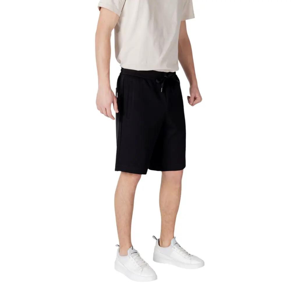 Short Armani Exchange en coton noir de coupe bermuda