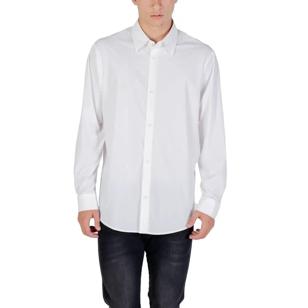 Armani Exchange Cream Elastane Dress Shirt
