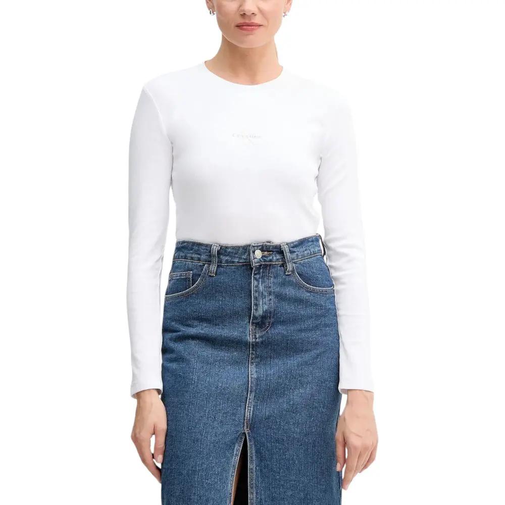T-shirt à manches longues en coton blanc Calvin Klein Jeans