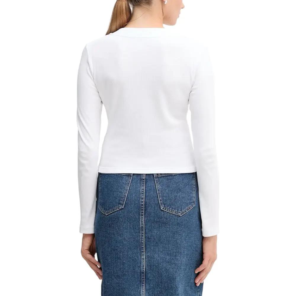 T-shirt à manches longues en coton blanc Calvin Klein Jeans