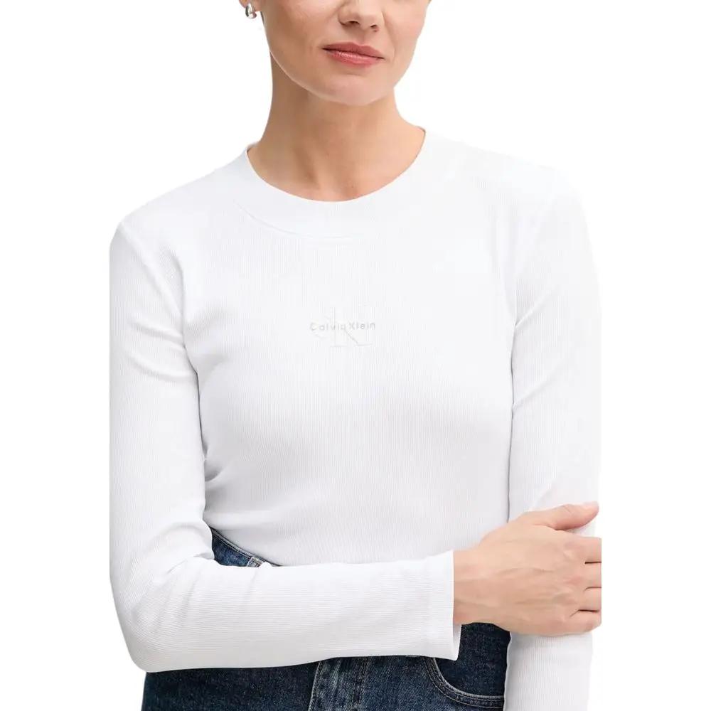 T-shirt à manches longues en coton blanc Calvin Klein Jeans