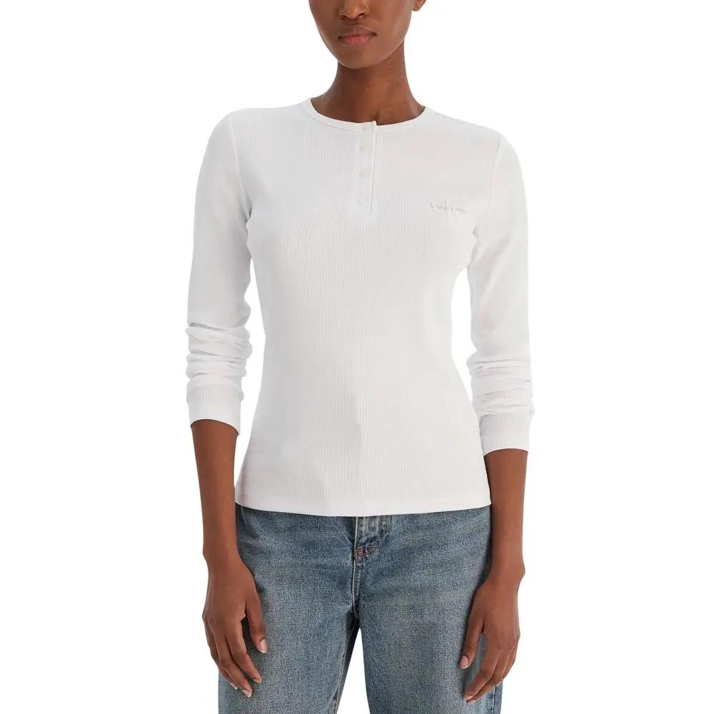 Calvin Klein Jeans White Cotton Long Sleeve T-Shirt