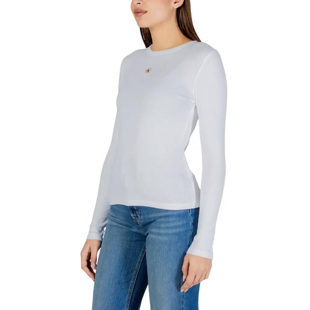 T-shirt à manches longues en coton blanc Calvin Klein Jeans