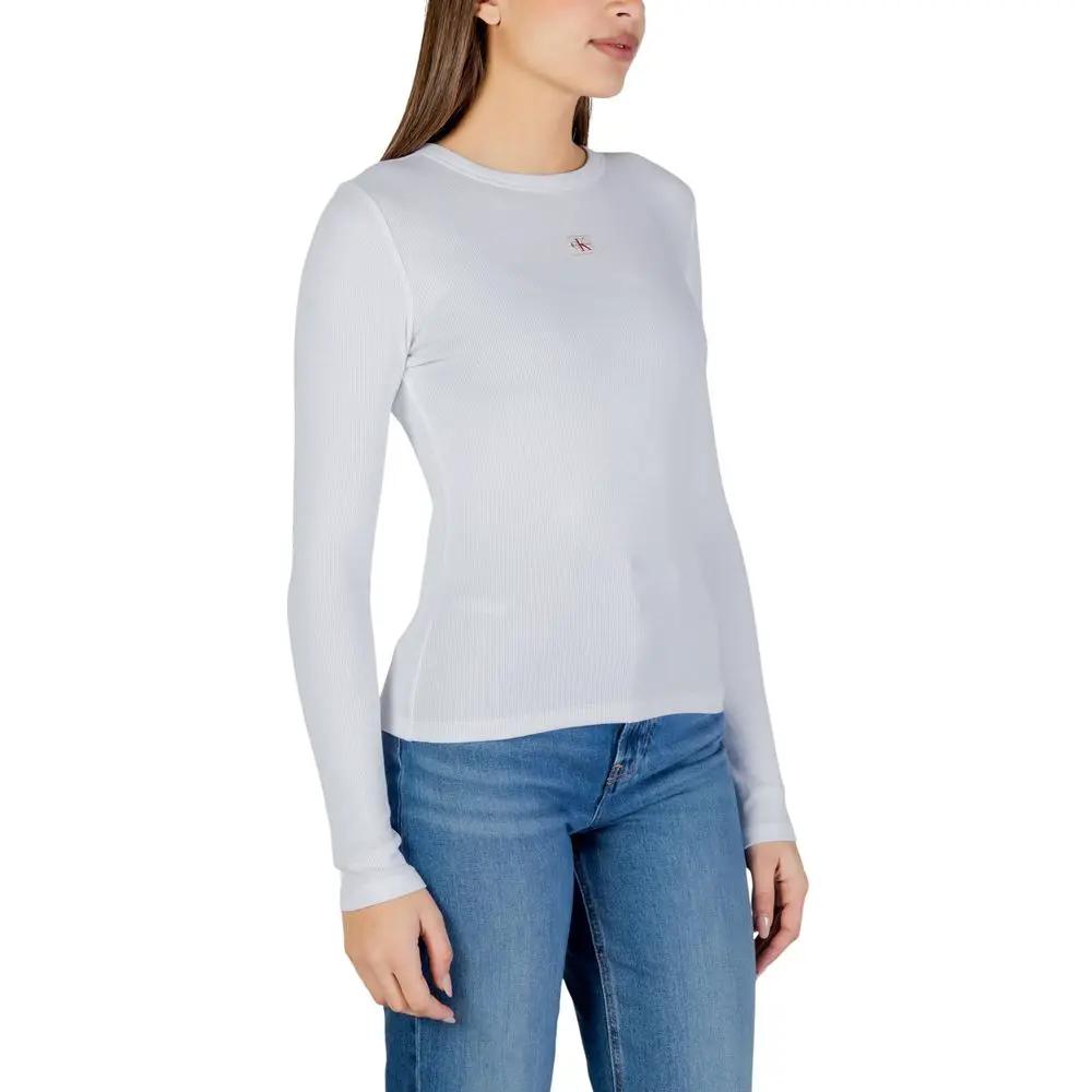 T-shirt à manches longues en coton blanc Calvin Klein Jeans