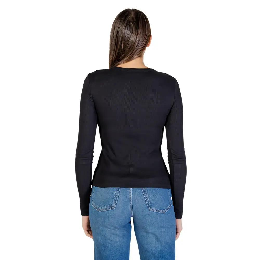 T-shirt noir en coton à manches longues Calvin Klein Jeans