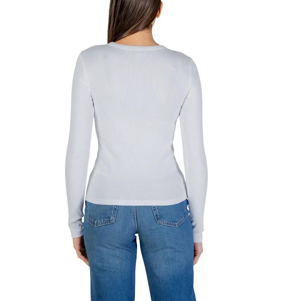 T-shirt à manches longues en coton blanc Calvin Klein Jeans