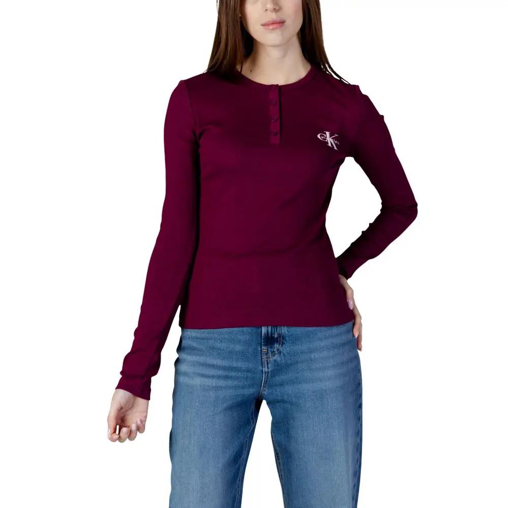 Calvin Klein Jeans Calvin Klein Jeans Bordeaux Cotton Long Sleeve T-Shirt