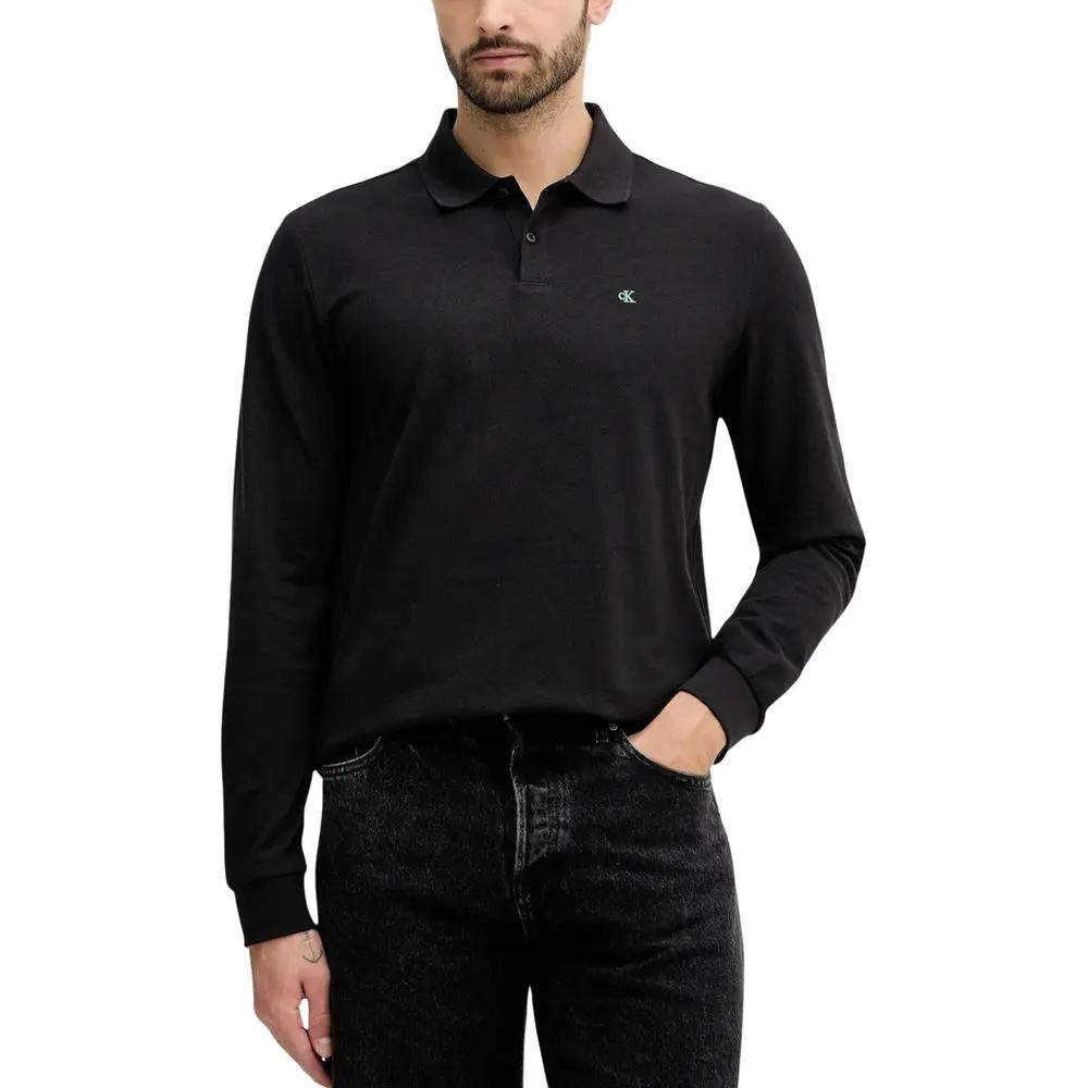 T-shirt noir en coton à manches longues Calvin Klein Jeans