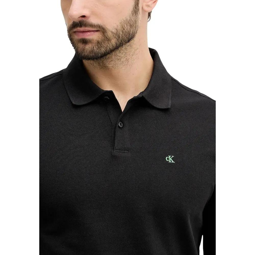 T-shirt noir en coton à manches longues Calvin Klein Jeans