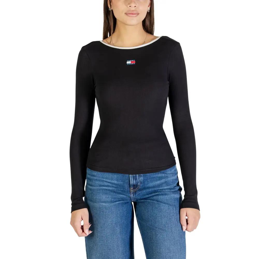 T-shirt Tommy Hilfiger Jeans en coton recyclé noir à manches longues