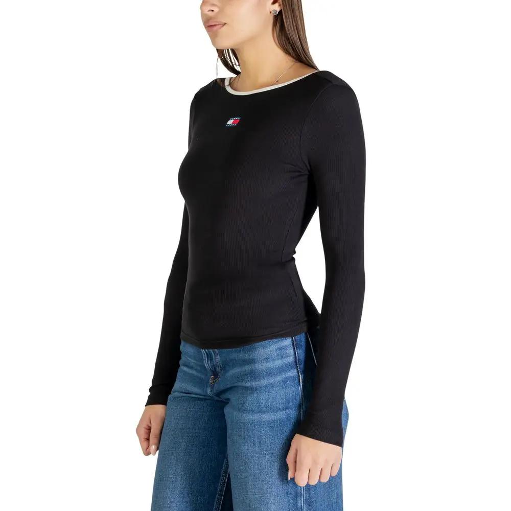 T-shirt Tommy Hilfiger Jeans en coton recyclé noir à manches longues