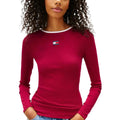T-shirt à manches longues Tommy Hilfiger Jeans bordeaux en coton recyclé
