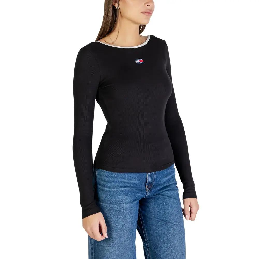 T-shirt Tommy Hilfiger Jeans en coton recyclé noir à manches longues