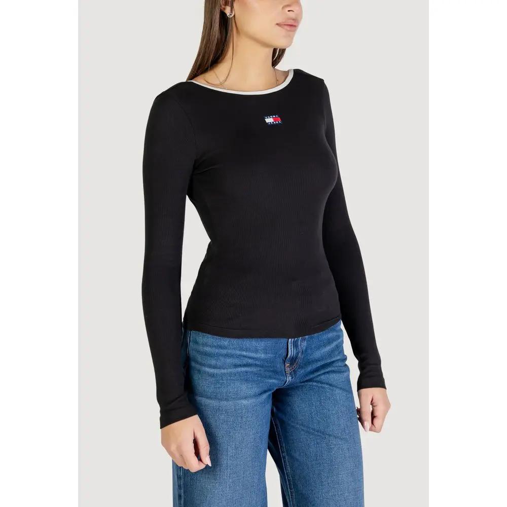 T-shirt Tommy Hilfiger Jeans en coton recyclé noir à manches longues