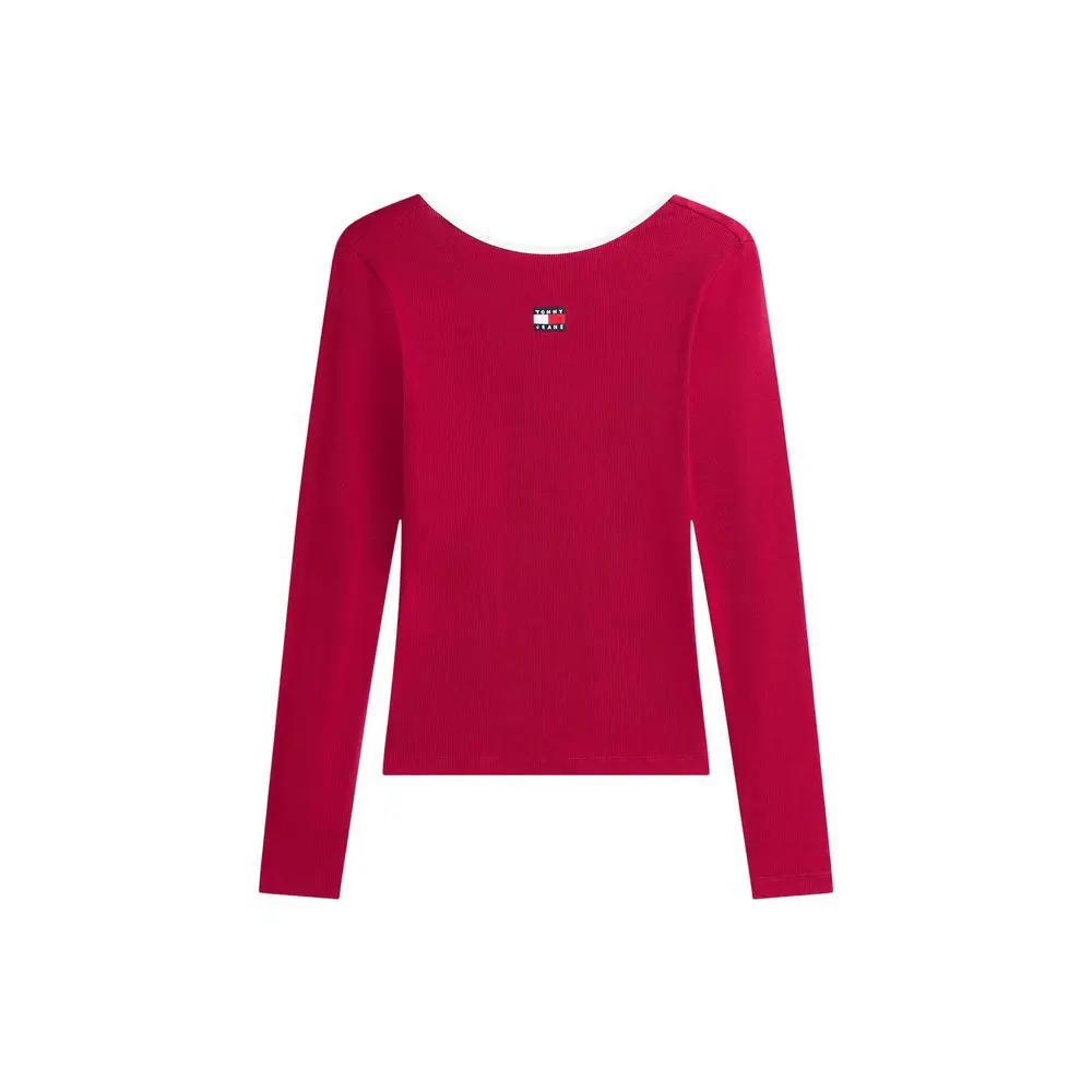 Tommy Hilfiger Jeans Tommy Hilfiger Jeans Bordeaux Recycled Cotton Long Sleeve T-Shirt