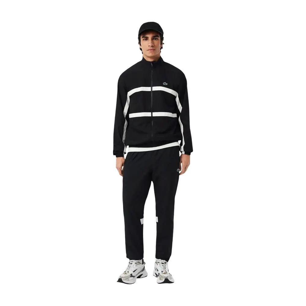 Survêtement en polyester Lacoste noir et blanc