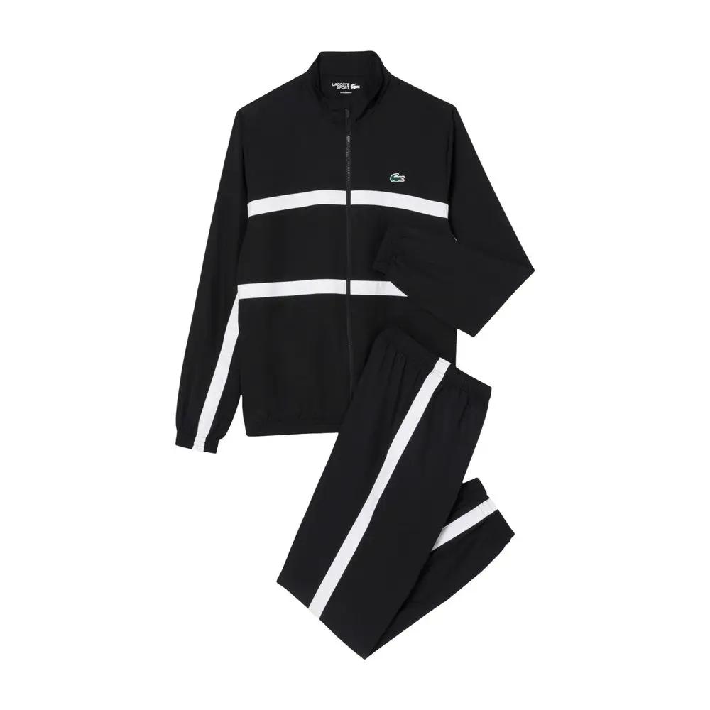 Survêtement en polyester Lacoste noir et blanc
