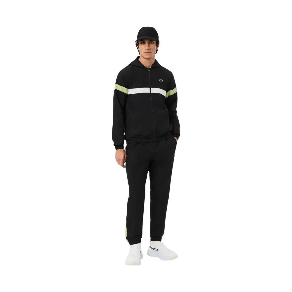 Survêtement en polyester Lacoste noir et blanc