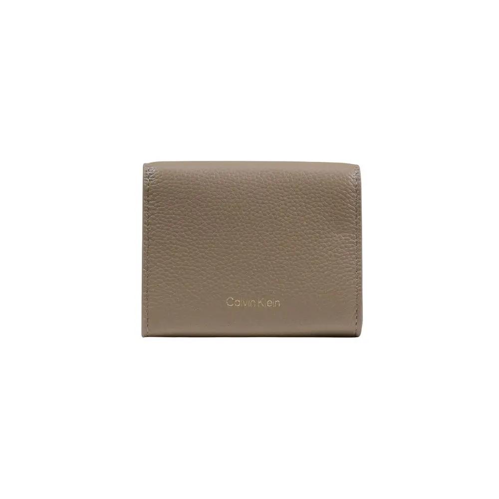 Portefeuille en cuir beige Calvin Klein