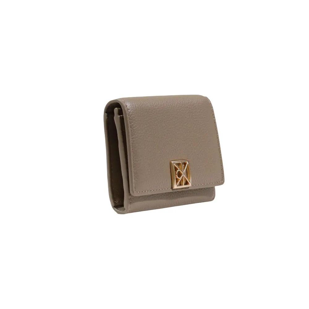 Portefeuille en cuir beige Calvin Klein