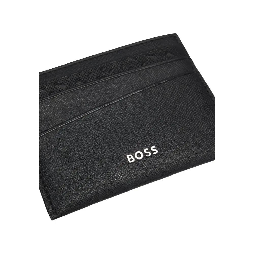 Hugo Boss Étui à cartes en cuir noir