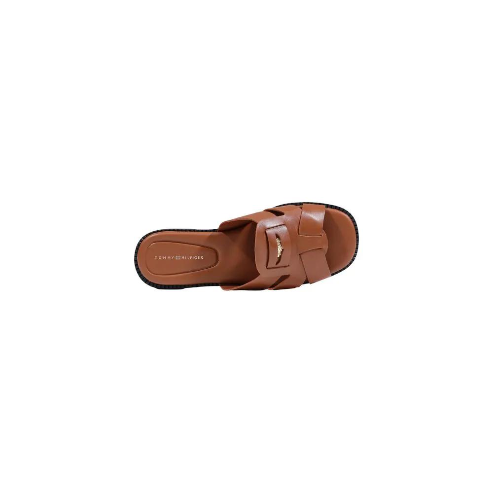 Sandales plates en cuir marron Tommy Hilfiger