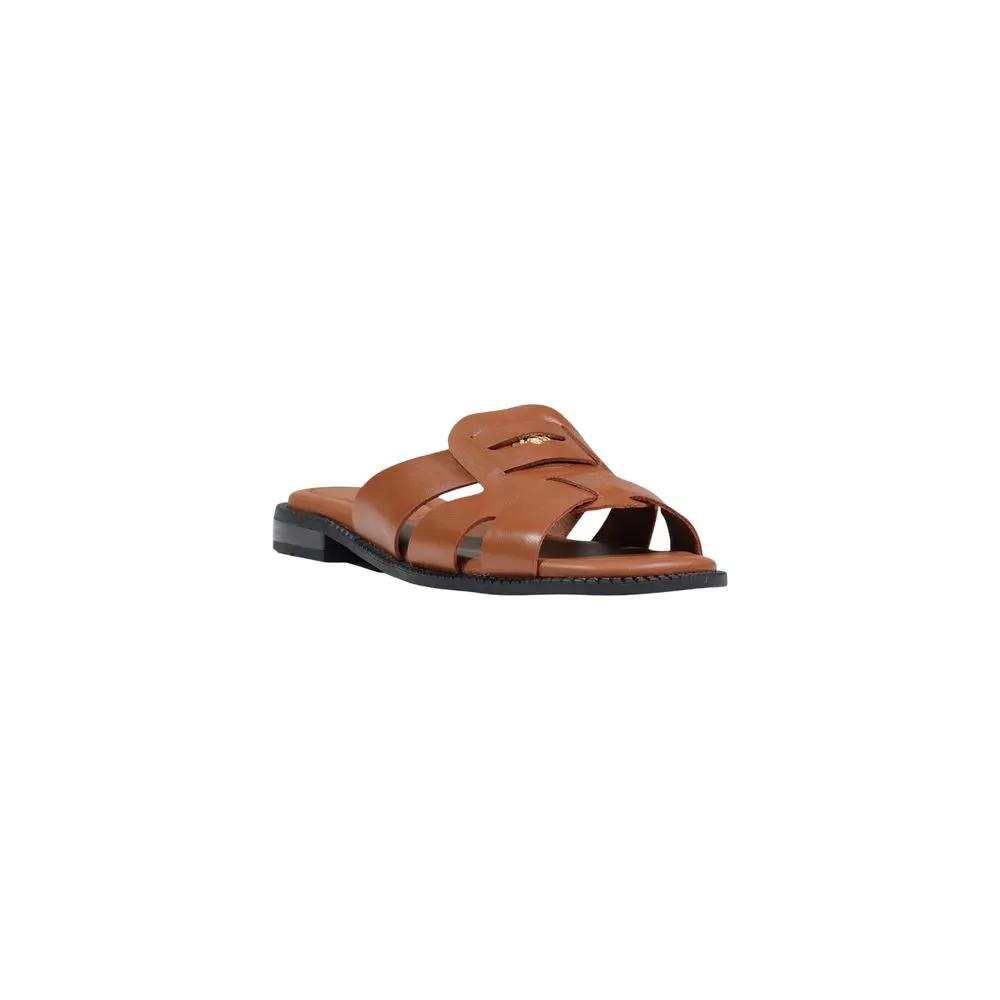 Sandales plates en cuir marron Tommy Hilfiger