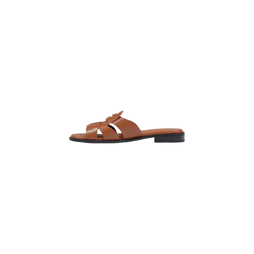 Sandales plates en cuir marron Tommy Hilfiger