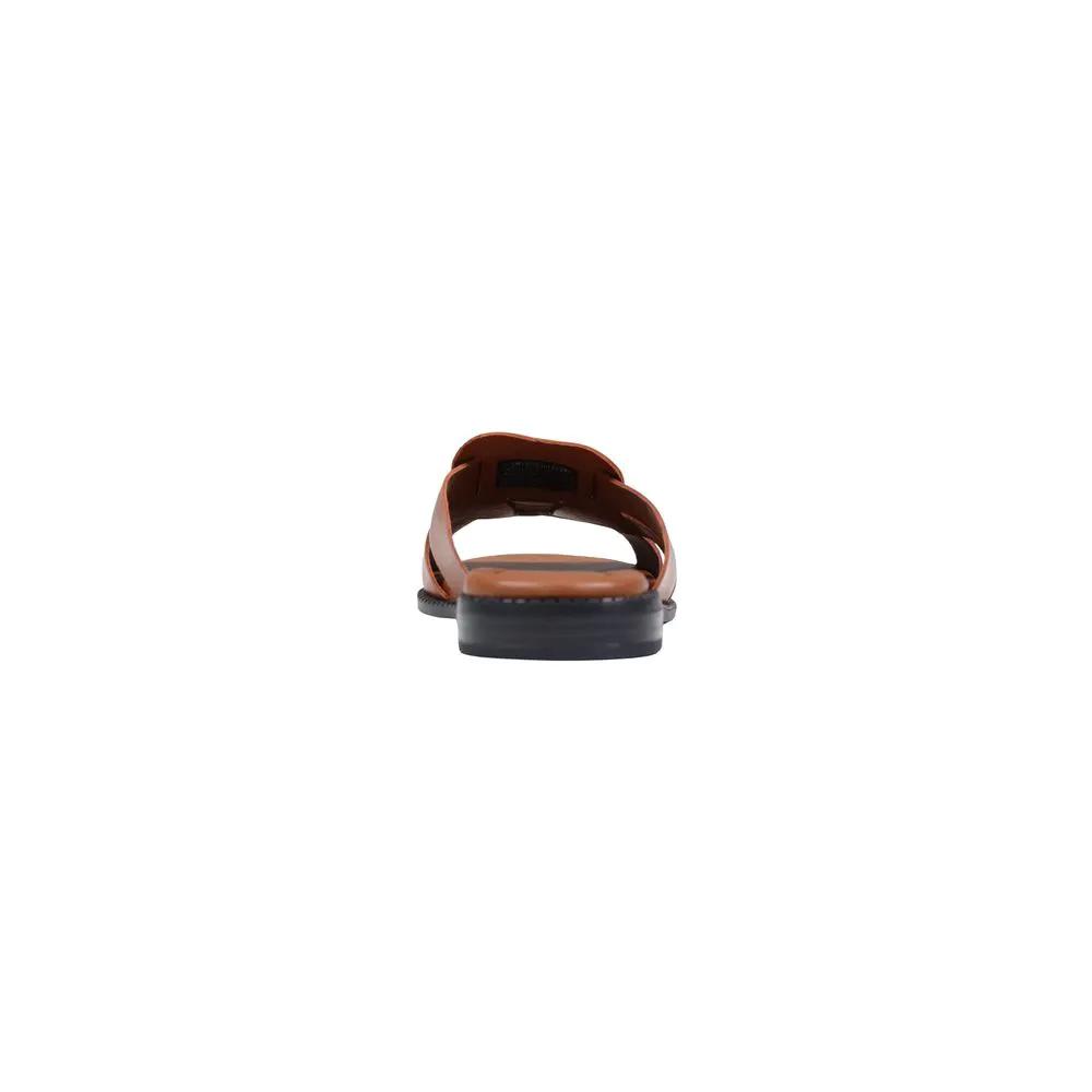 Sandales plates en cuir marron Tommy Hilfiger