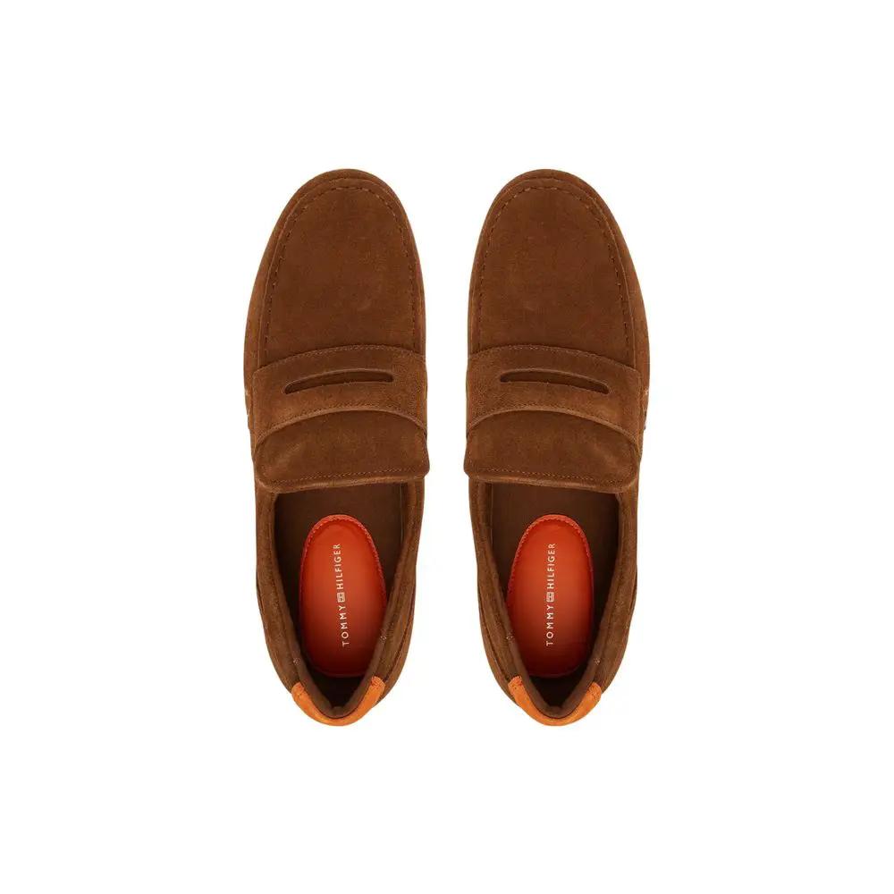 Tommy Hilfiger Brown Suede Leather Slip-On Loafers