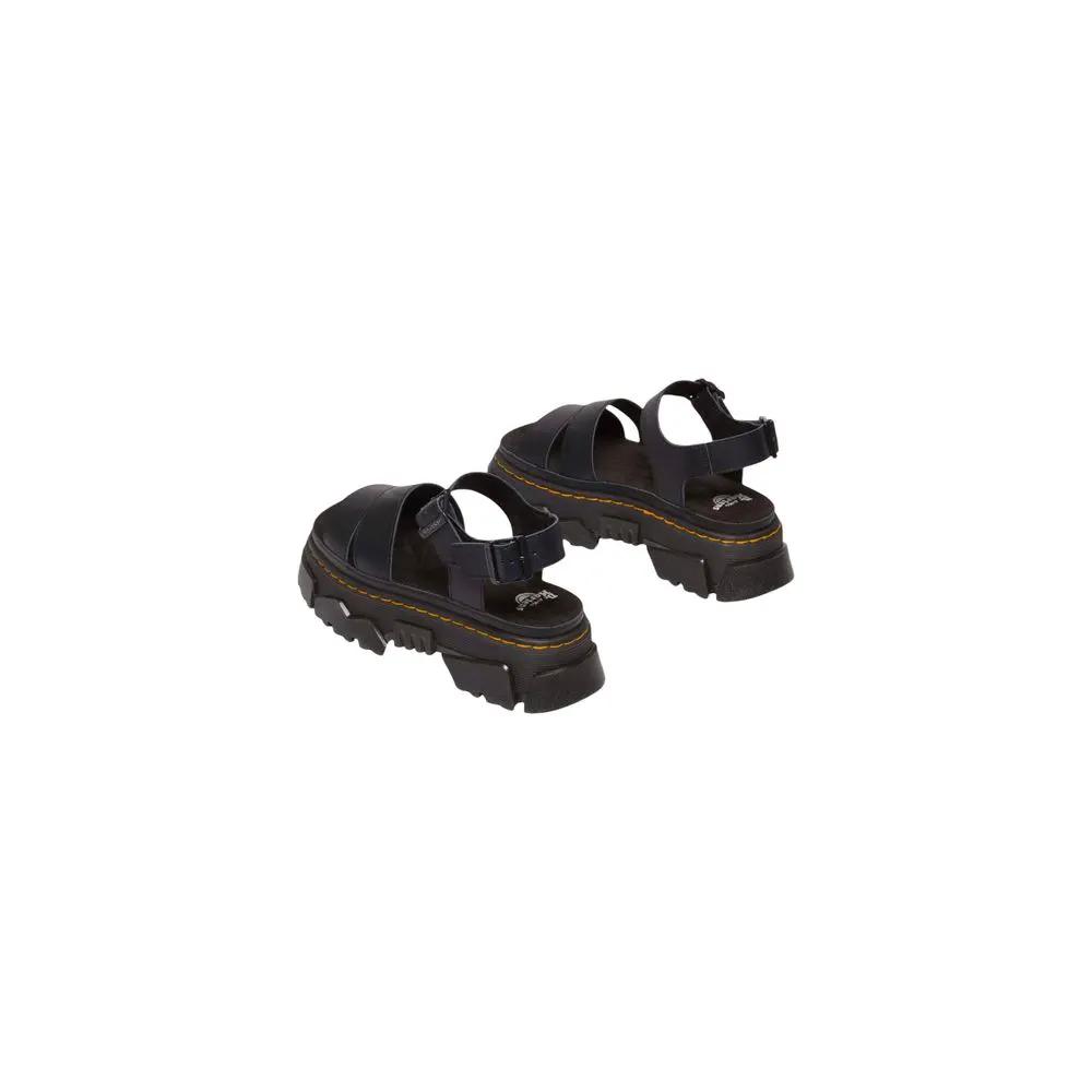 Sandales plates en cuir noir Dr. Martens
