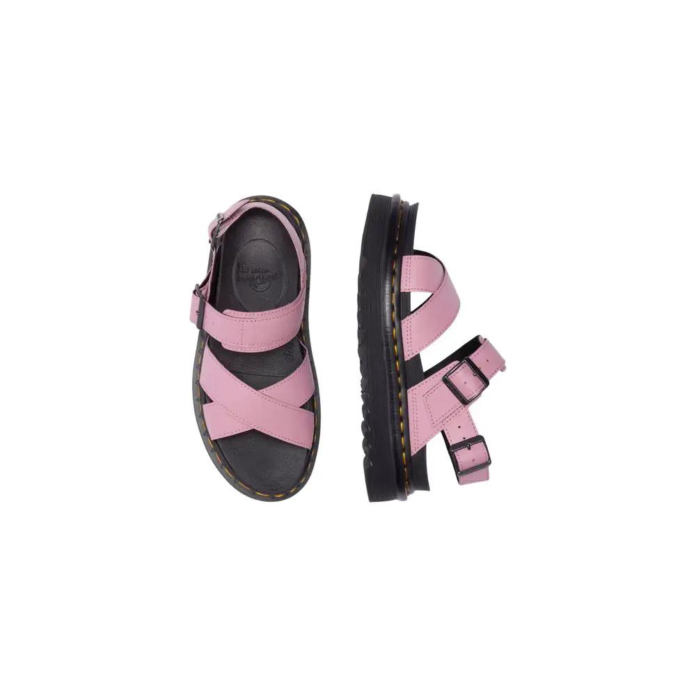 Sandales à plateforme en cuir rose Dr. Martens
