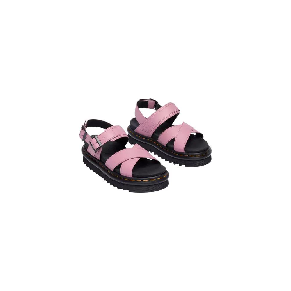 Sandales à plateforme en cuir rose Dr. Martens