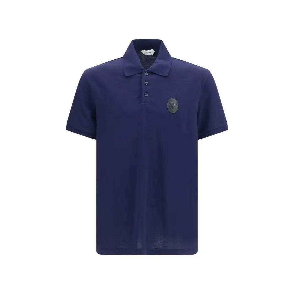 Polo en coton bleu Versace