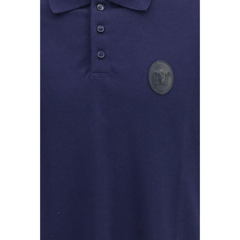 Polo en coton bleu Versace