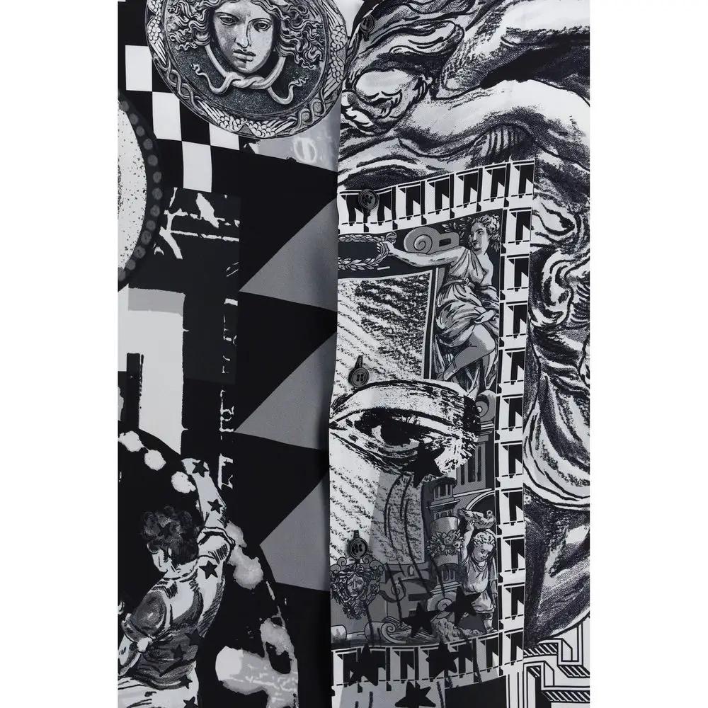 Chemise Versace noire en soie à manches courtes