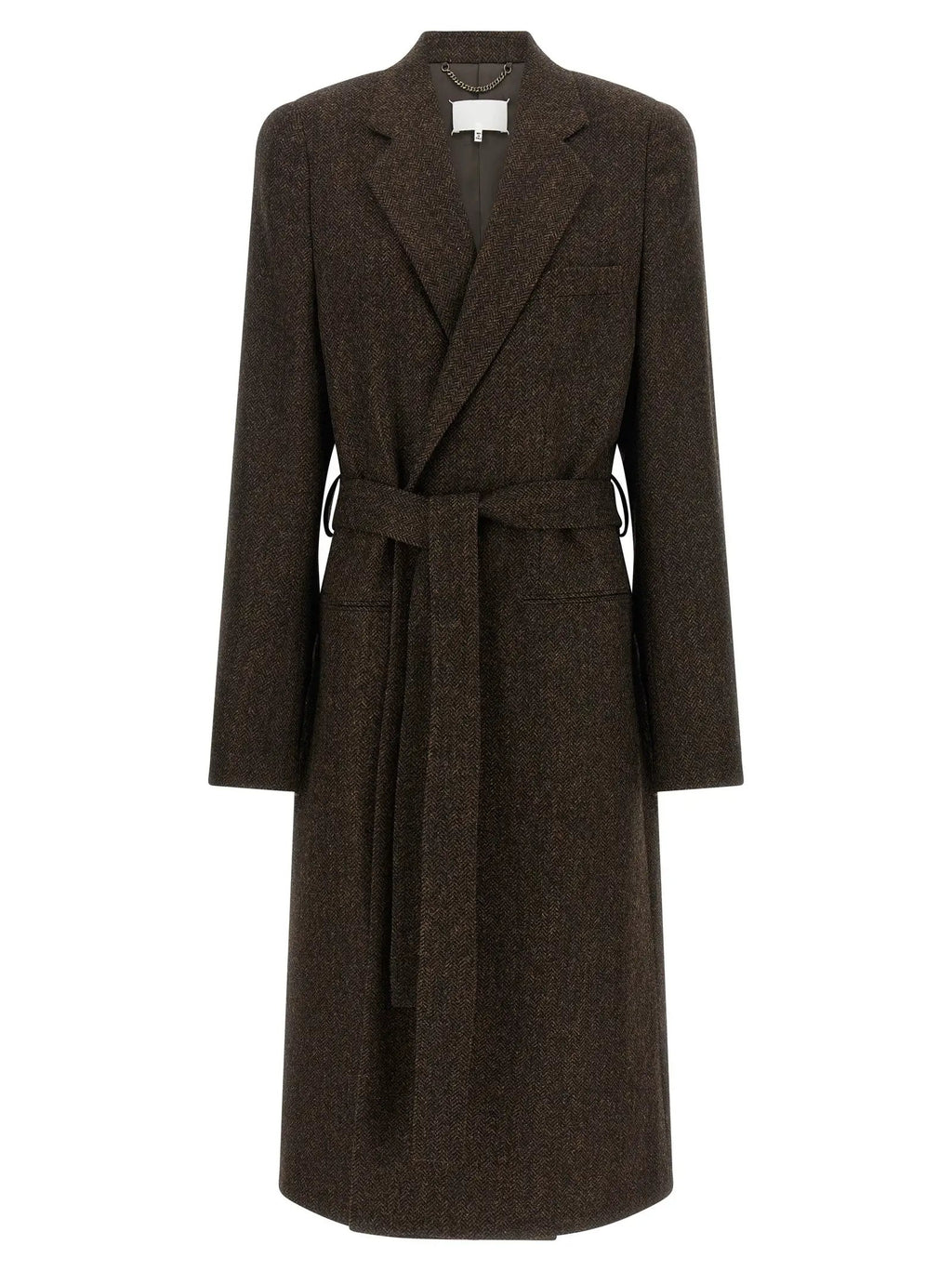 Manteau long marron en laine à chevrons homme – Maison Margiela