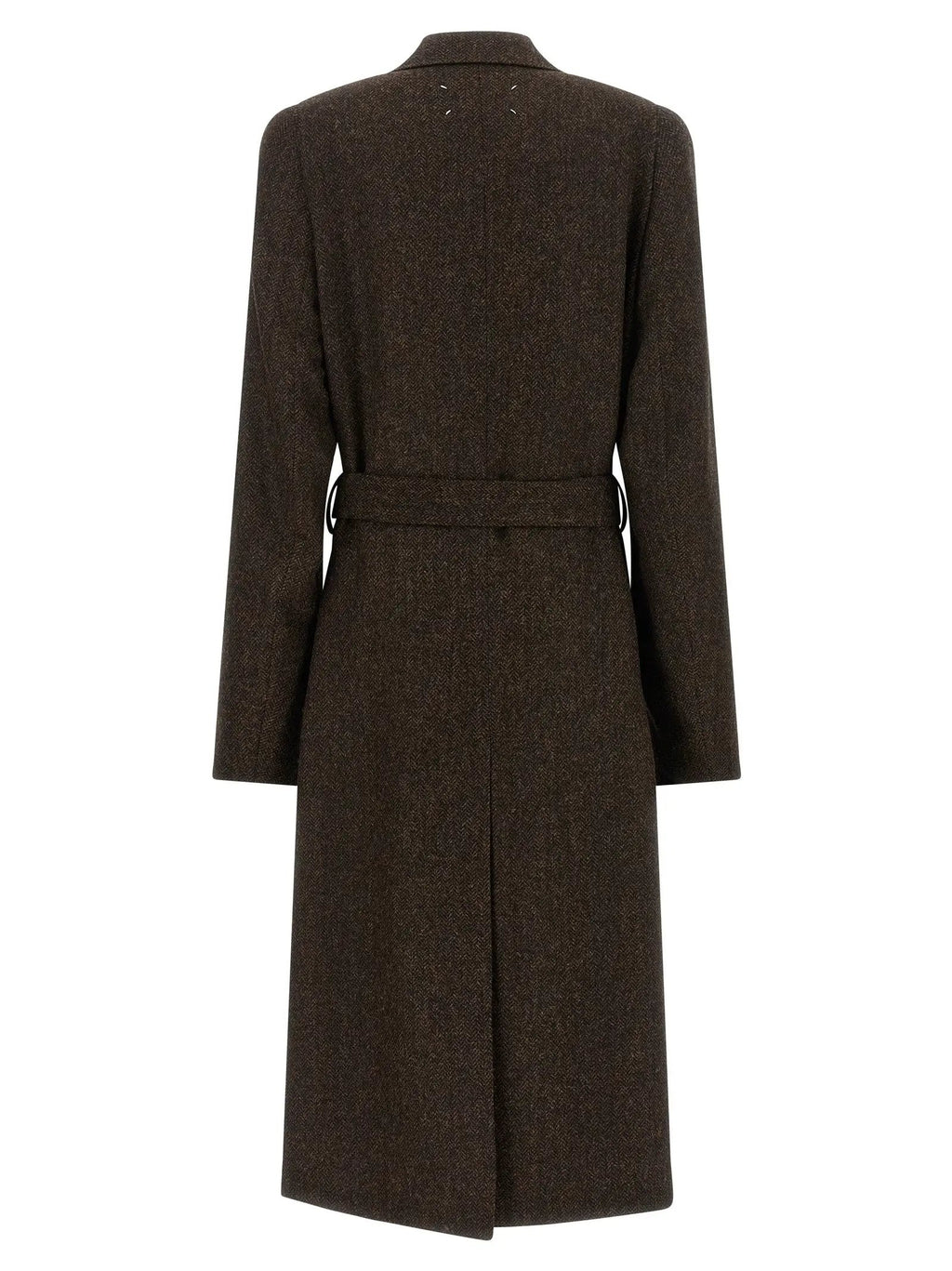 Manteau long marron en laine à chevrons homme – Maison Margiela